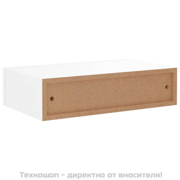 Стенни рафтове с чекмеджета, 2 бр, бели, 40x23,5x10 см, МДФ