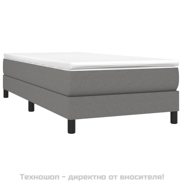 Рамка за легло с пружини, тъмносива, 100x200 см, плат