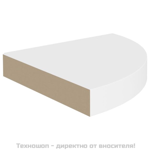 Окачен ъглов рафт, бял, 25x25x3,8 см, МДФ