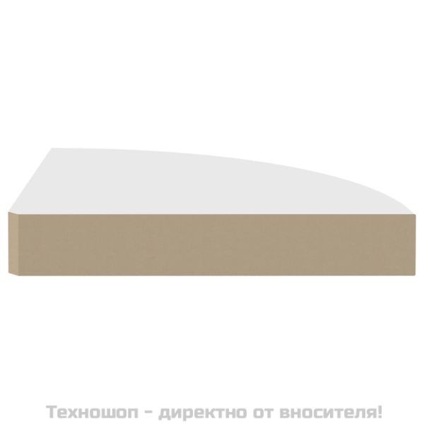 Окачен ъглов рафт, бял, 25x25x3,8 см, МДФ
