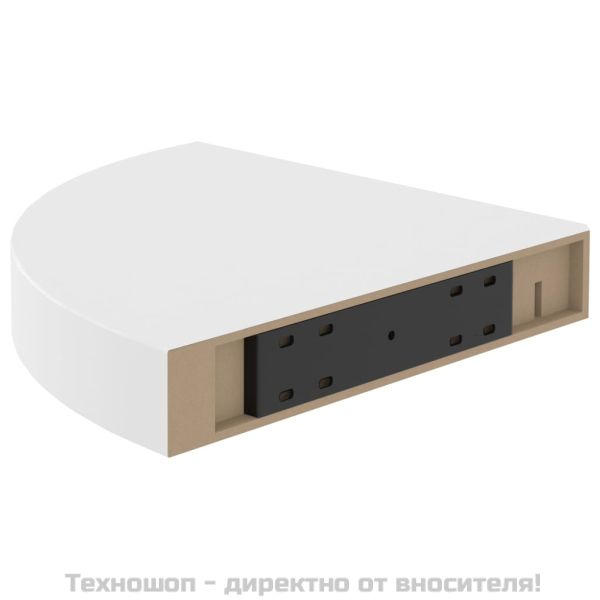 Окачен ъглов рафт, бял, 25x25x3,8 см, МДФ