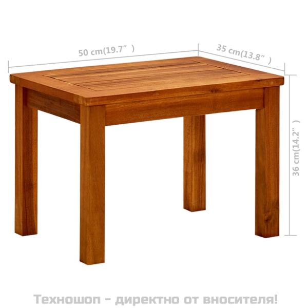 Градинска кафе маса, 50x35x36 см, акация масив