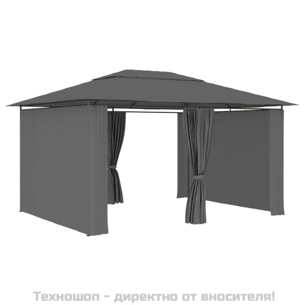 Градинска шатра със завеси, 4x3 м, антрацит
