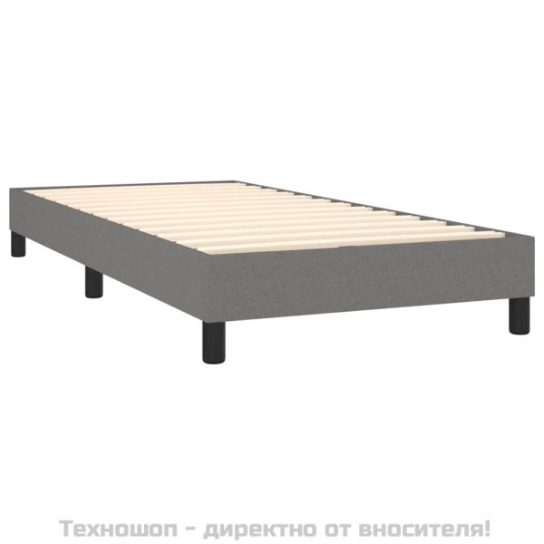Боксспринг легло с матрак, тъмносиво, 90x200 см, плат