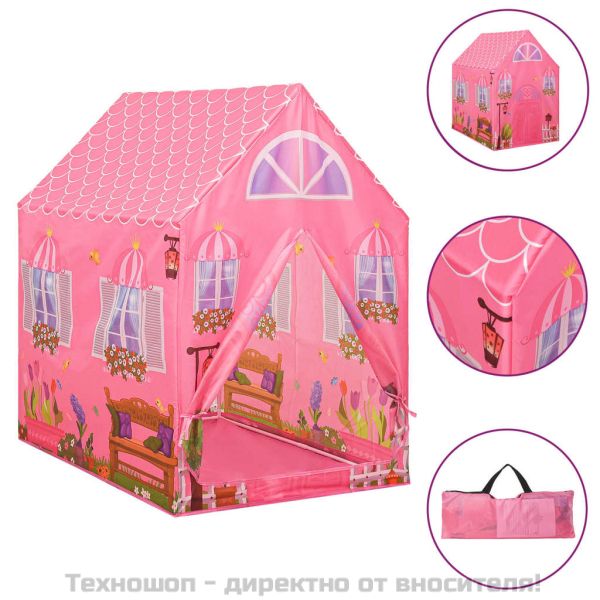 Детска палатка за игра с 250 топки розова 69x94x104 см