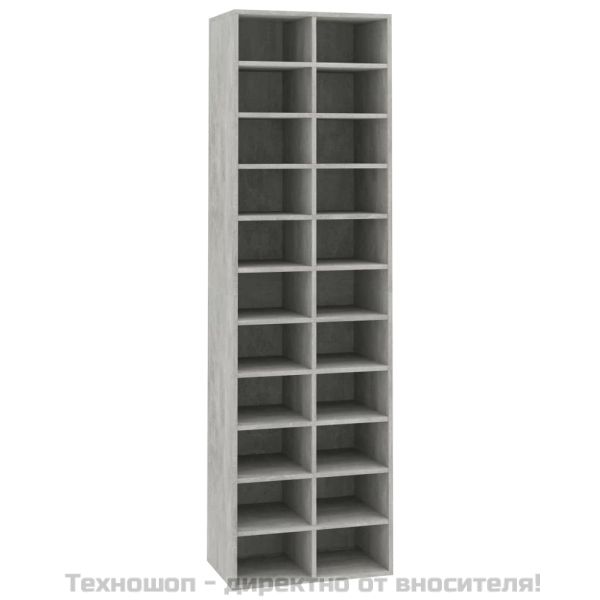 Шкаф за обувки, бетонно сиво, 54x34x183 см, инженерно дърво