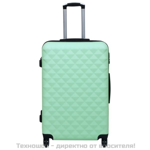 Комплект твърди куфари с колелца, 3 бр, мента, ABS