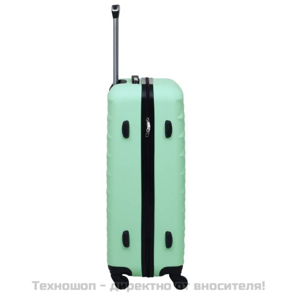 Комплект твърди куфари с колелца, 3 бр, мента, ABS