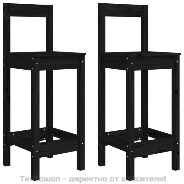 Бар столове 2 бр черни 40x41,5x112 см борово дърво масив