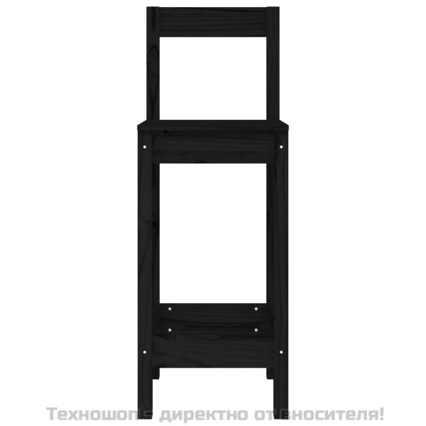 Бар столове 2 бр черни 40x41,5x112 см борово дърво масив