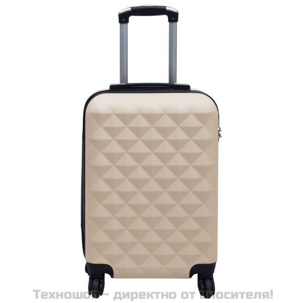 Твърд куфар с колелца, златист, ABS