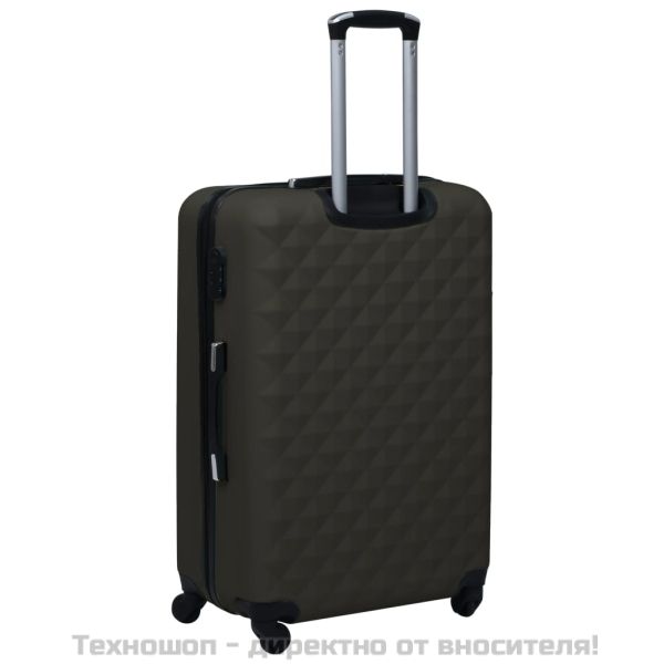 Комплект твърди куфари с колелца, 3 бр, антрацит, ABS