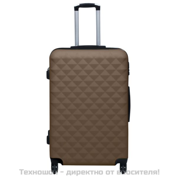 Комплект твърди куфари с колелца, 3 бр, кафяв, ABS