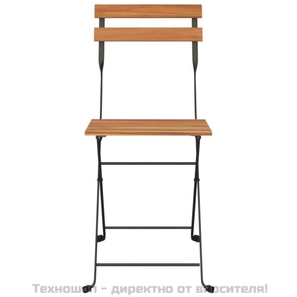 Сгъваеми бистро столове, 6 бр, тиково дърво масив и стомана