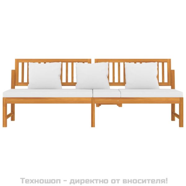 Дневно легло с кремави възглавници, 200x60x75 см, акация масив