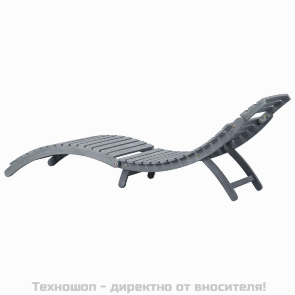 Градински шезлонг, промито сиво, акациево дърво масив