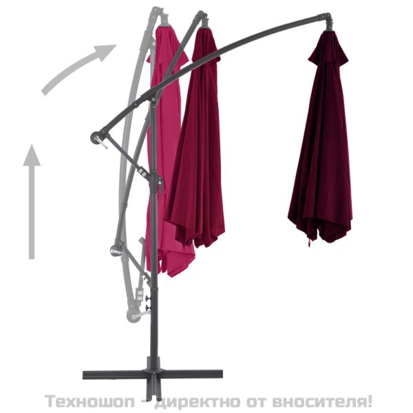 Конзолен градински чадър с алуминиев прът, бордо, 300 см