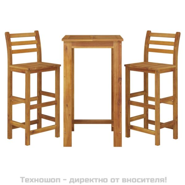 Градински бар комплект от 3 части, акация масив