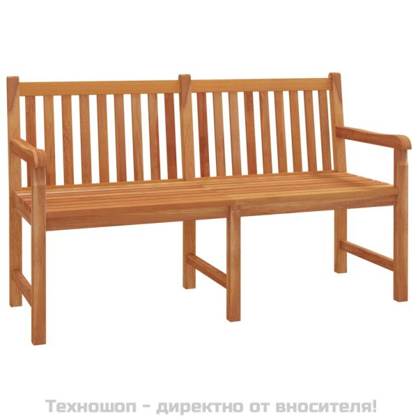 Градински трапезен комплект, 5 части, тиково дърво масив