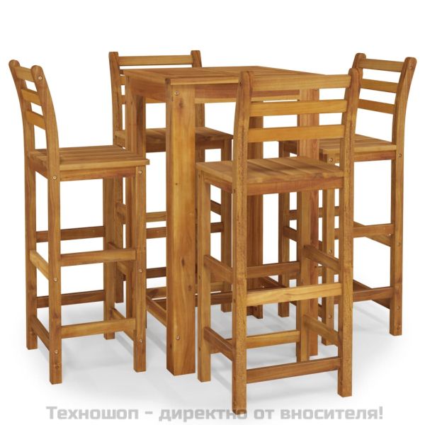 Градински бар комплект от 5 части, акация масив