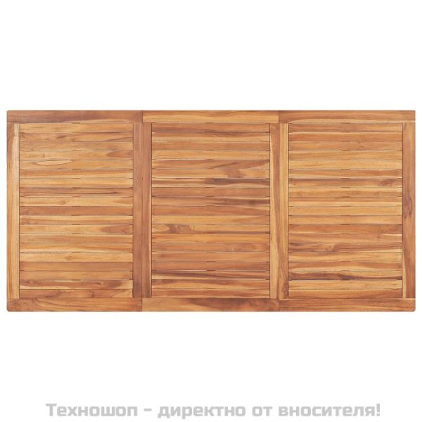 Градински трапезен комплект, 5 части, тиково дърво масив