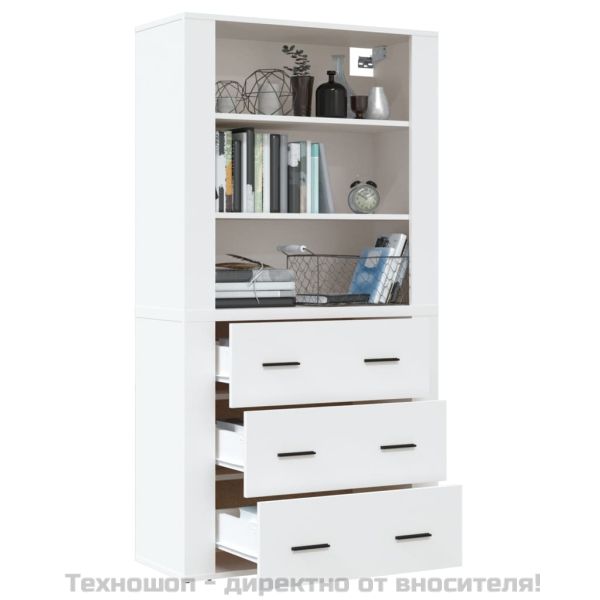 Висок шкаф, бял, инженерно дърво