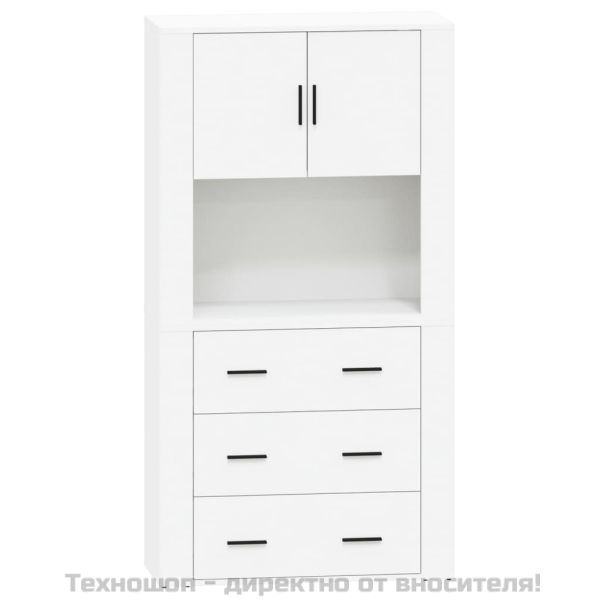 Висок шкаф, бял, инженерно дърво