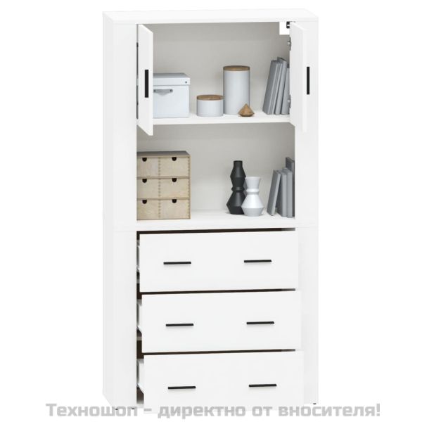 Висок шкаф, бял, инженерно дърво