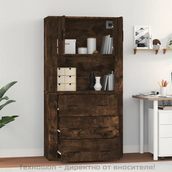 Висок шкаф, опушен дъб, инженерно дърво