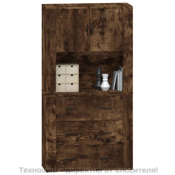 Висок шкаф, опушен дъб, инженерно дърво