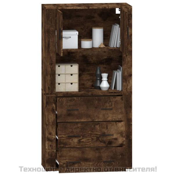 Висок шкаф, опушен дъб, инженерно дърво