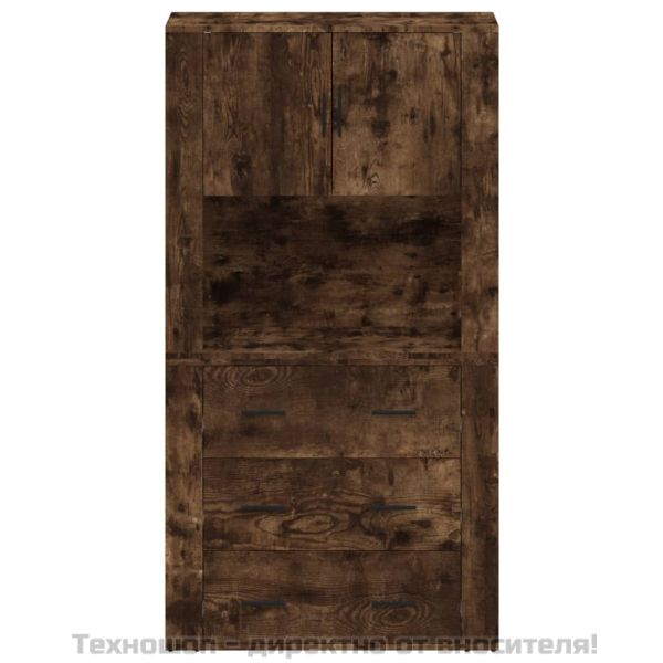 Висок шкаф, опушен дъб, инженерно дърво