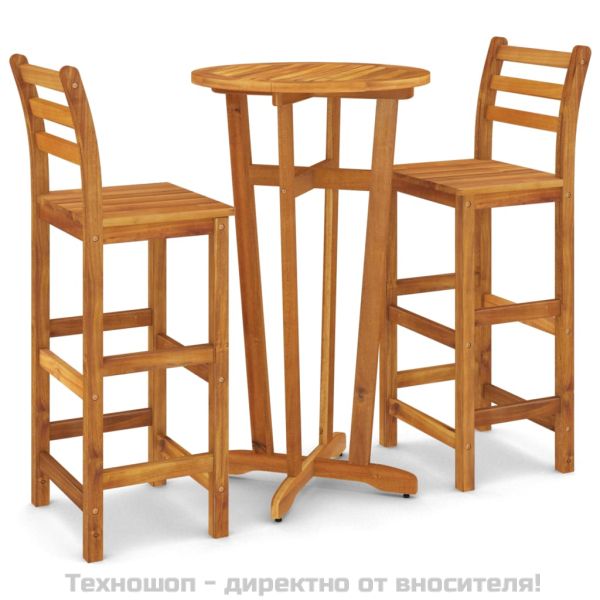 Градински бар комплект от 3 части, акация масив