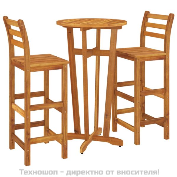 Градински бар комплект от 3 части, акация масив