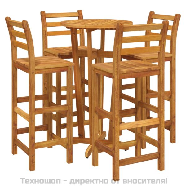 Градински бар комплект от 5 части, акация масив