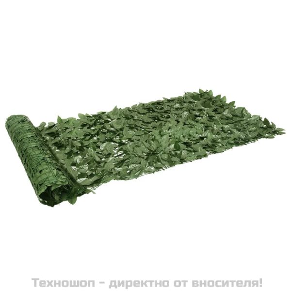 Балконски параван с тъмнозелени листа, 500x100 см