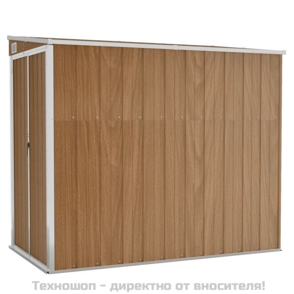 Градинска барака за стенен монтаж кафява 118x194x178 см стомана
