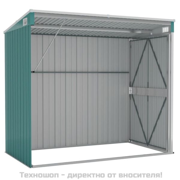 Градинска барака, зелена, 118x194x178 см, поцинкована стомана