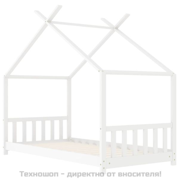 Рамка за детско легло, бяла, бор масив, 70x140 см