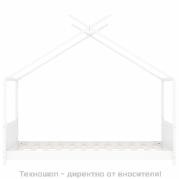 Рамка за детско легло, бяла, бор масив, 70x140 см