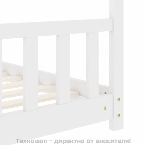 Рамка за детско легло, бяла, бор масив, 70x140 см