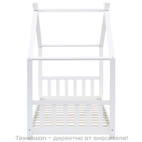 Рамка за детско легло, бяла, бор масив, 90х200 см