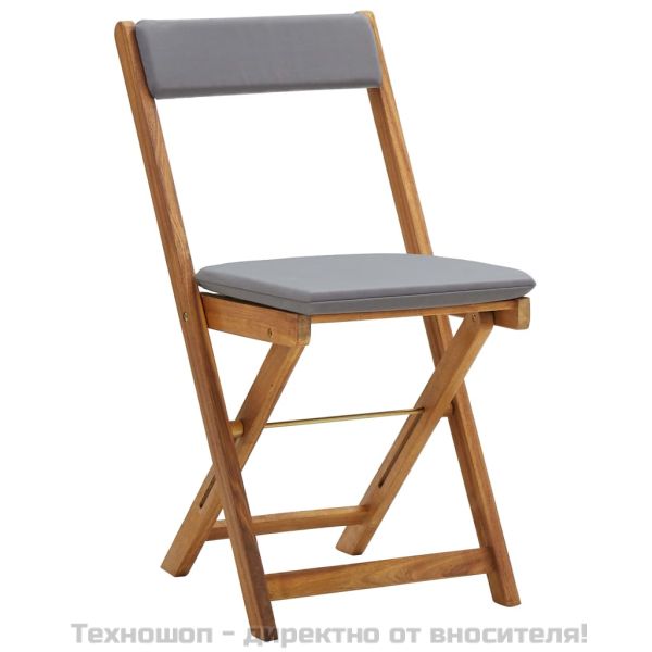 Сгъваем бистро комплект, 3 части, с възглавници, акация масив