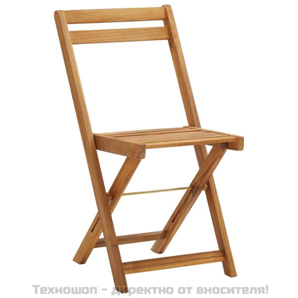 Сгъваем бистро комплект, 3 части, с възглавници, акация масив