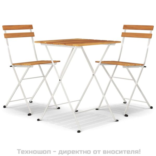 Сгъваем бистро комплект от 3 части, акация масив и стомана