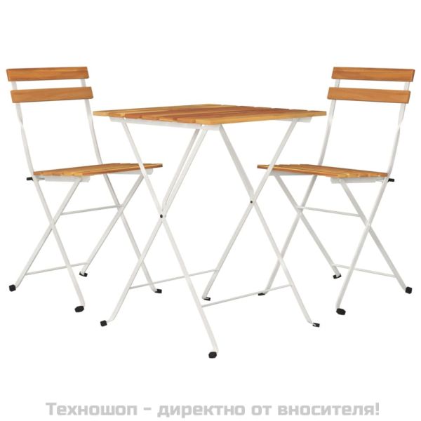 Сгъваем бистро комплект от 3 части, акация масив и стомана