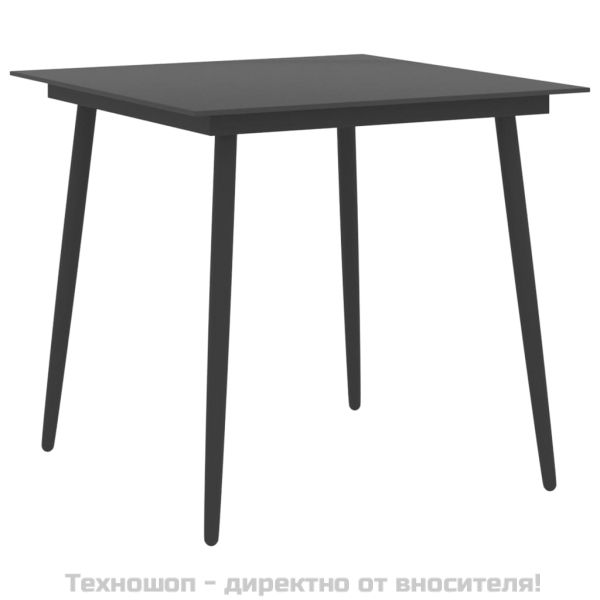 Градински трапезен комплект, 3 части, черен