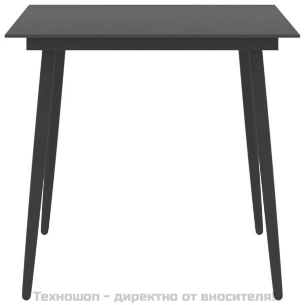 Градински трапезен комплект, 3 части, черен