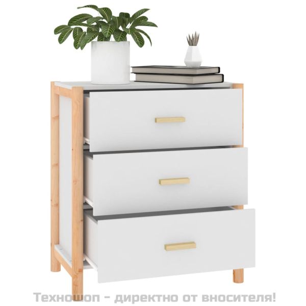 Сайдборд, бял, 62x38x70 см, инженерно дърво