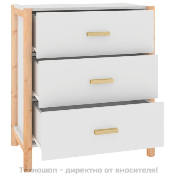 Сайдборд, бял, 62x38x70 см, инженерно дърво